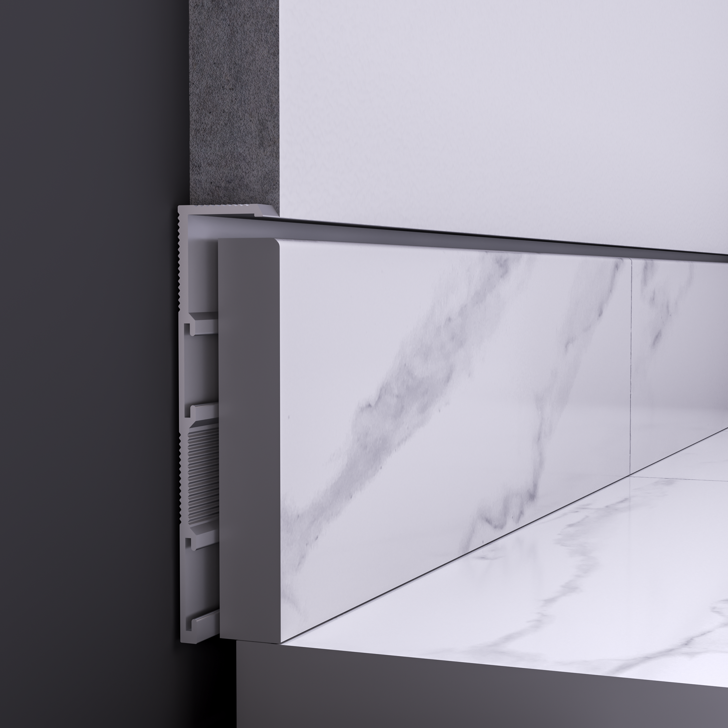 Recessed Skirting Board Profile Channel With Diffuser